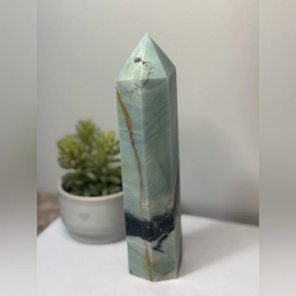 Caribbean Calcite with Tourmaline and Pyrite Crystal Tower